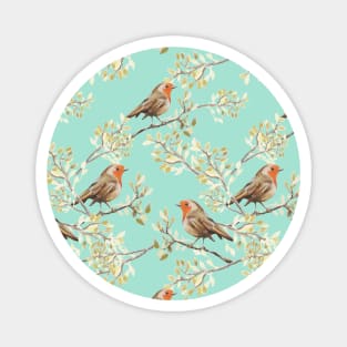 Vintage Robin Readbreast Art Pattern Magnet